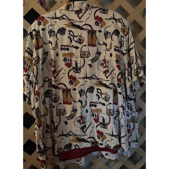 MAGGIE BARNES Autumn & Vacation Art Ecru Tunic Crimson Inset Size 32W - Picture 7 of 8